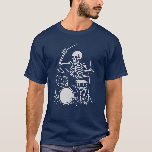 Skeleton spelar trummor t shirt (Framsida)