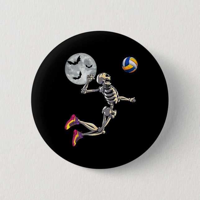 Skeleton spelar volleyball Happy halloween Dag Bo Knapp (Framsida)