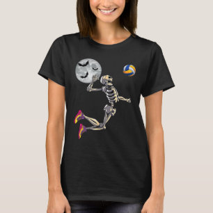 Skeleton spelar volleyball Happy halloween Dag Bo T Shirt