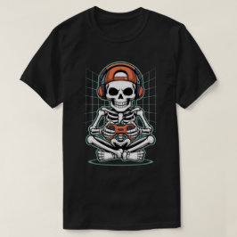 Skeleton-spelaren för coola med headset och styren t shirt