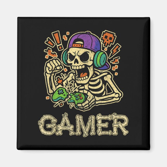 Skeleton-spelaren Tonåring Boys Video Gaming Magnet (Framsidan)