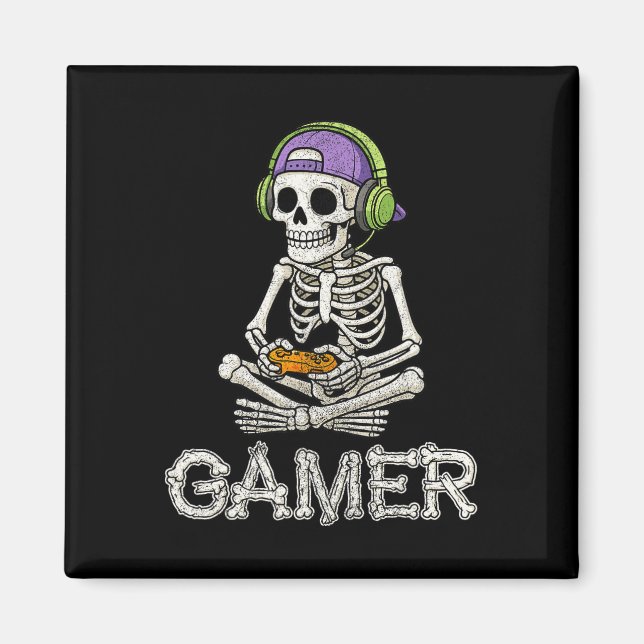 Skeleton-spelaren Tonåring Boys Video Gaming Magnet (Framsidan)