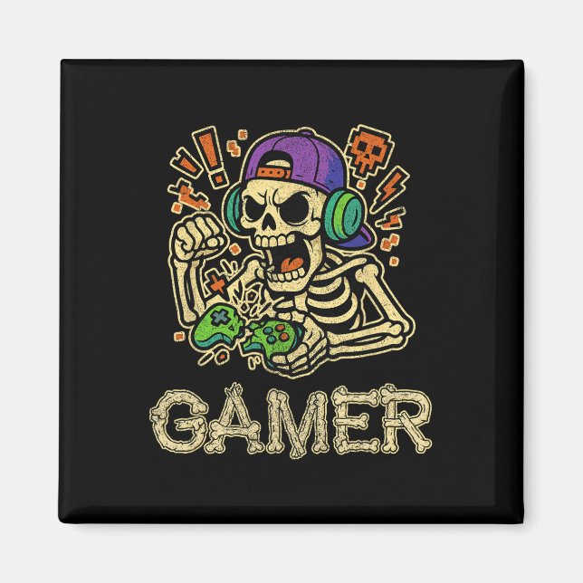 Skeleton-spelaren Tonåring Boys Video Gaming Magnet (Framsidan)