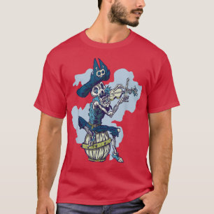 Skeleton Speling Violin Pirat Musical Instrument  T Shirt