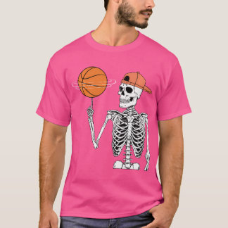 Skeleton Spinning Basketball Halloween Costume Man T Shirt