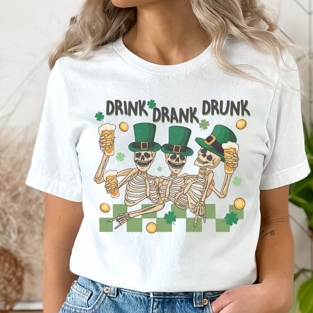 Skeleton St. Patrick's Day, Lustigt drickande T-Sh T Shirt (Skapare uppladdad)