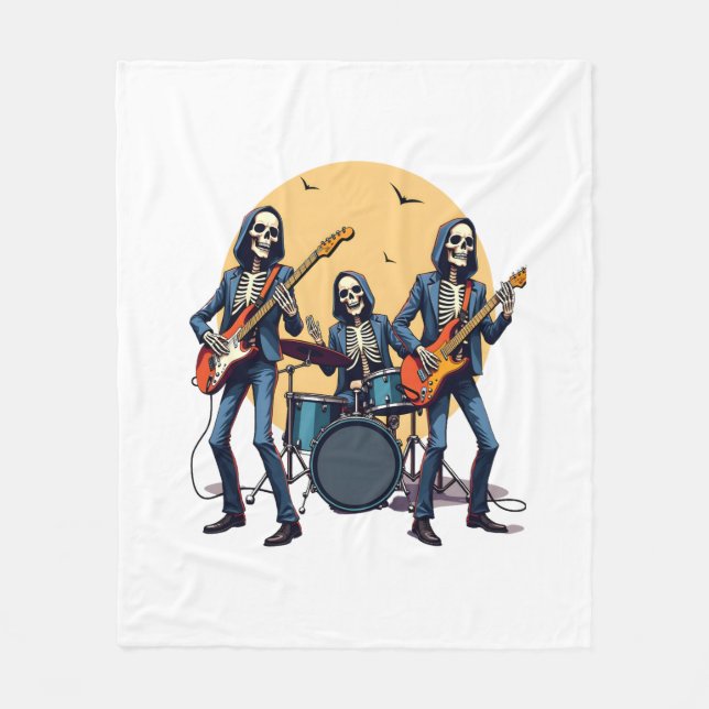 Skeleton Sten Band - Funny Halloween Shirt Fleecefilt (Framsidan)