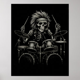 Skeleton Sten Drummer - Spooky Halloween Music Poster