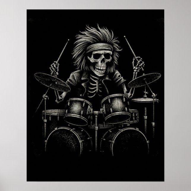 Skeleton Sten Drummer - Spooky Halloween Music Poster (Framsidan)