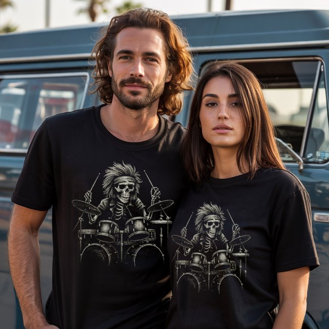 Skeleton Sten Drummer - Spooky Halloween Music T Shirt (Skapare uppladdad)