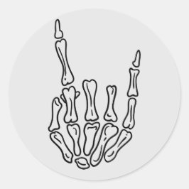 Skeleton Sten Hand Gesture Sticker Runt Klistermärke