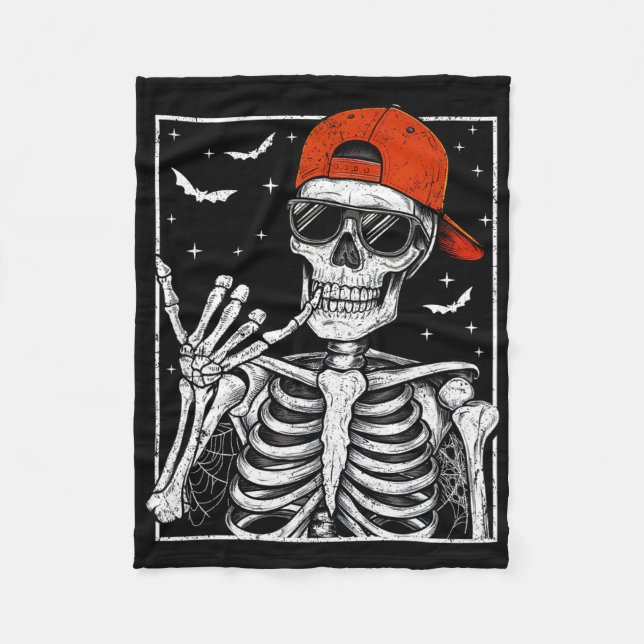 Skeleton Sten Hand Halloween Costume Coola Sten Mu Fleecefilt (Framsidan)
