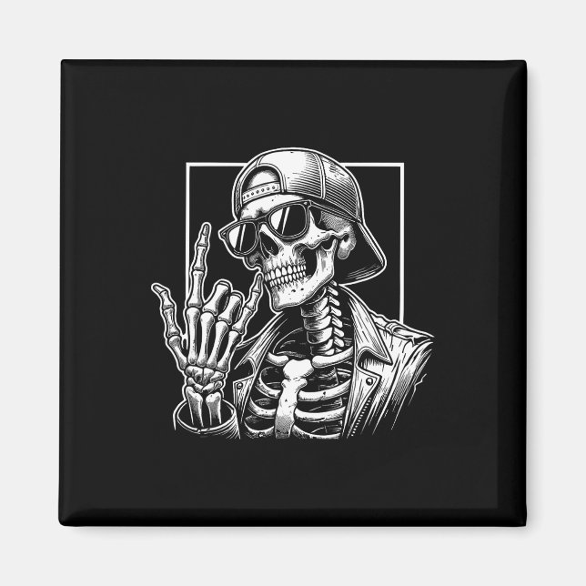 Skeleton Sten Hand Halloween Costume Rocker Coola  Magnet (Framsidan)