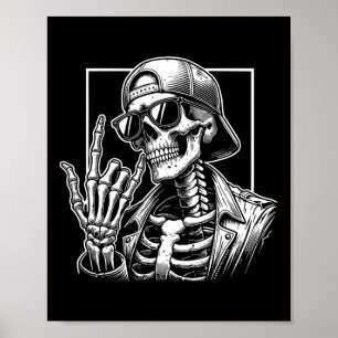 Skeleton Sten Hand Halloween Costume Rocker Coola Poster
