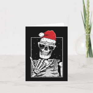 Skeleton Sten Hand Halloween jul Rock musik Kort