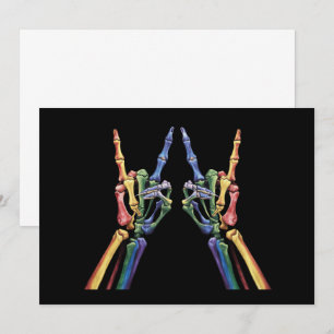 Skeleton Sten Hand LGBTQ Coola Rainbow Flagga Gay Inbjudningar