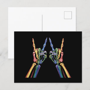 Skeleton Sten Hand LGBTQ Coola Rainbow Flagga Gay Vykort