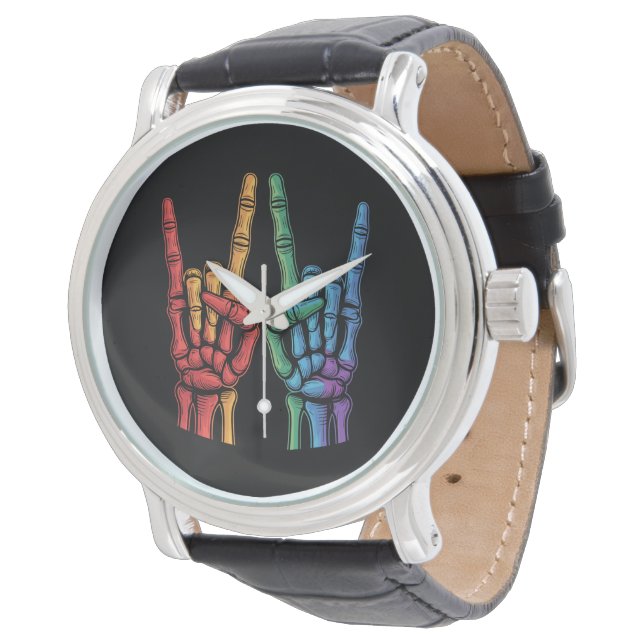 Skeleton Sten Hand LGBTQ Rainbow Flagga Gay pride Armbandsur (Vinklad)