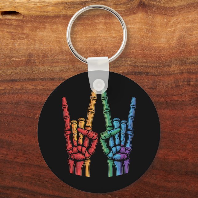 Skeleton Sten Hand LGBTQ Rainbow Flagga Gay pride Nyckelring (Framsida)