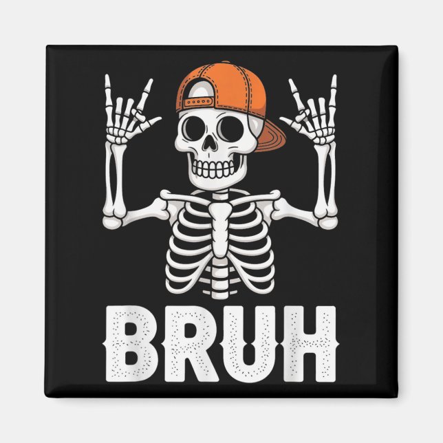 Skeleton Sten på Bruh Halloween för Manar Boys Kid Magnet (Framsidan)