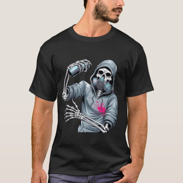 Skeleton Street Graffiti Coola Trend T-shirt (Framsida)