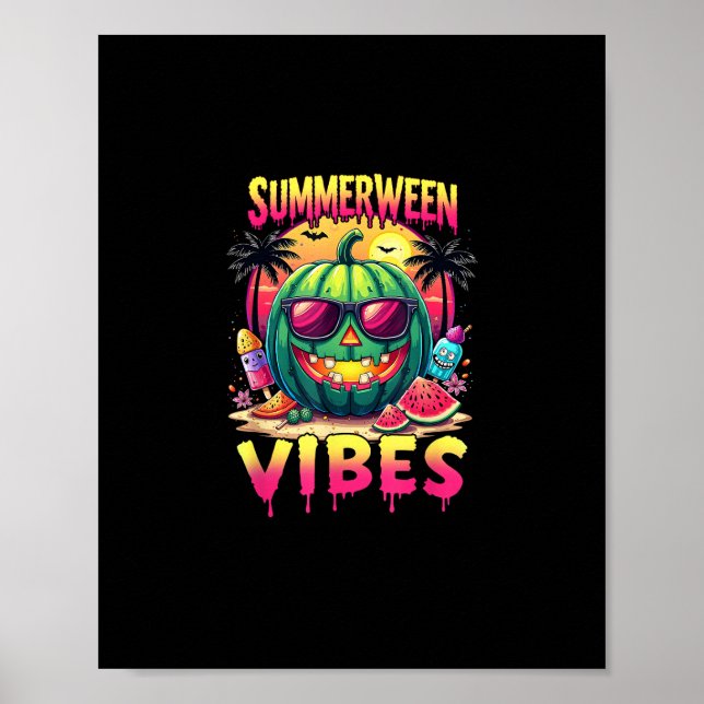 Skeleton Summer Summerween Vibes Watermelon Jack-O Poster (Framsidan)