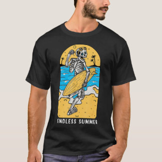Skeleton Surfer Beach Surfing Surfboard Vintage Sk T Shirt