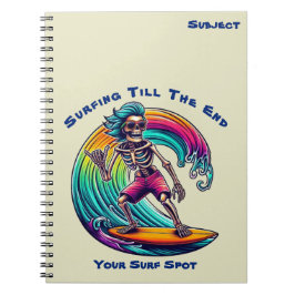 Skeleton Surfer Riding A Wave Anteckningsbok