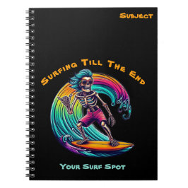 Skeleton Surfer Riding A Wave Anteckningsbok