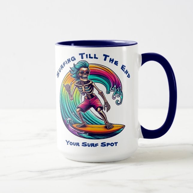 Skeleton Surfer Riding A Wave Mugg (Höger)
