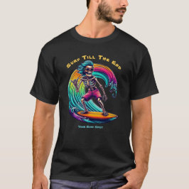 Skeleton Surfer Riding A Wave T Shirt