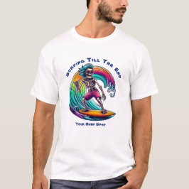 Skeleton Surfer Riding A Wave T Shirt