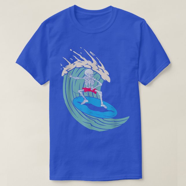 Skeleton Surfing Halloween Hawaii Surfer Wave Ride T Shirt (Design framsida)