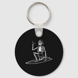 Skeleton Surfing Lazy Halloween Costume Skull Bone Nyckelring