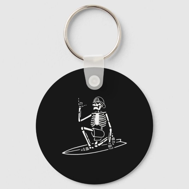 Skeleton Surfing Lazy Halloween Costume Skull Bone Nyckelring (Framsida)