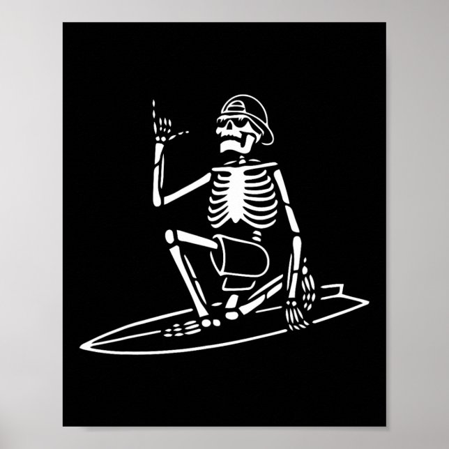 Skeleton Surfing Lazy Halloween Costume Skull Bone Poster (Framsidan)