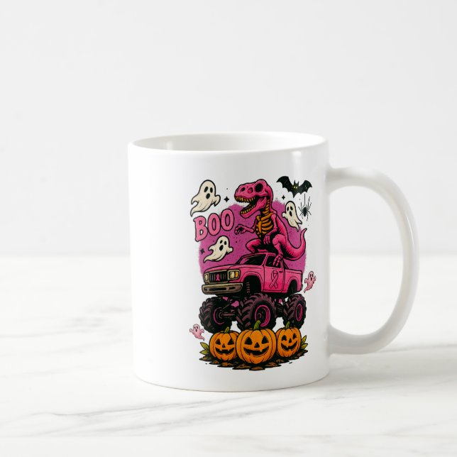 Skeleton T Rex Dinosaur Monster Lastbil Pumpkin Br Kaffemugg (Höger)