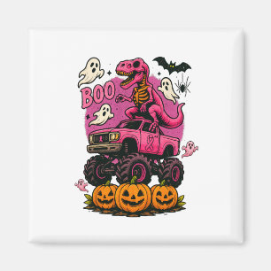 Skeleton T Rex Dinosaur Monster Lastbil Pumpkin Br Magnet