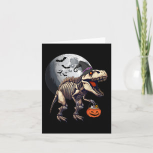 Skeleton T Rex Dinosaur Roligt Halloween Pumpkin B Kort