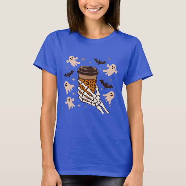 Skeleton T-Shirt, Funny Skeleton Tee, Coffee Lover T Shirt (Framsida)