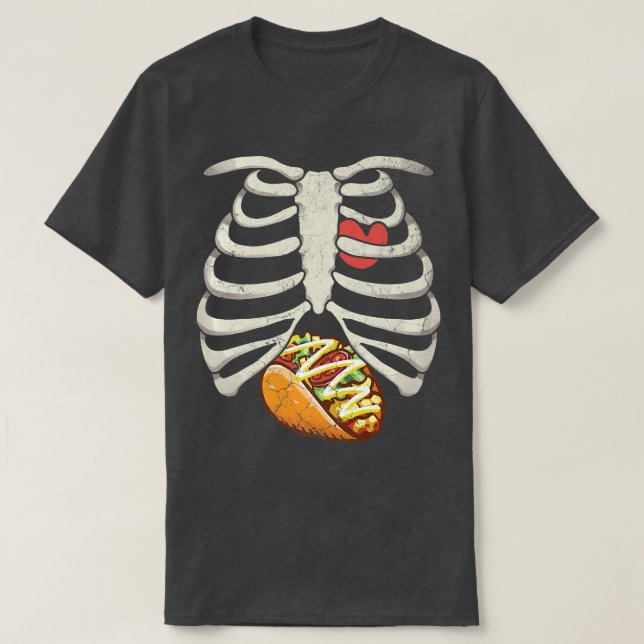 Skeleton Taco Fläkt Food Eating Älskare Funny Preg T Shirt (Design framsida)