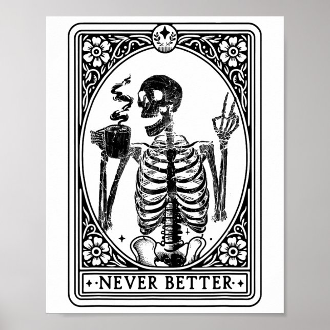 Skeleton Tarot Card - bättre Skull Hallo Poster (Framsidan)