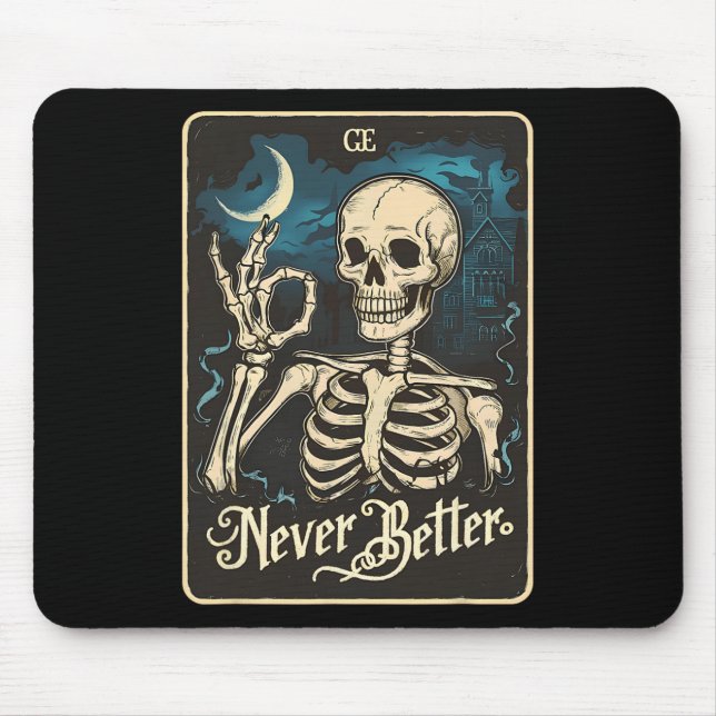Skeleton Tarot Card - bättre Skull Halloween Musmatta (Framsidan)