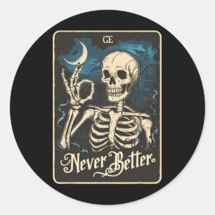 Skeleton Tarot Card - bättre Skull Halloween Runt Klistermärke