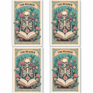 Skeleton-Tarot Card för läsaren Klistermärken