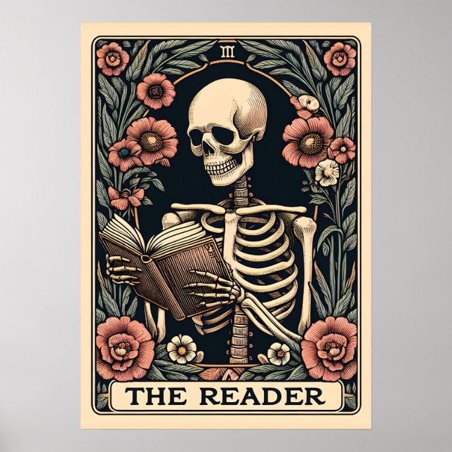 Skeleton-Tarot Card för läsaren Poster (Framsidan)