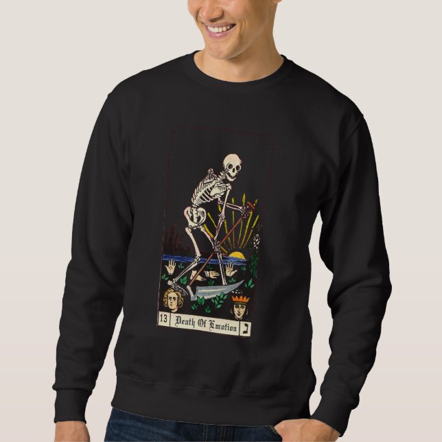 Skeleton-Tarotkort för död eller rörelse Lång Ärmad Tröja (Framsida)