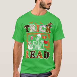 Skeleton Teacher Halloween T Trick eller Read Bok Shirt
