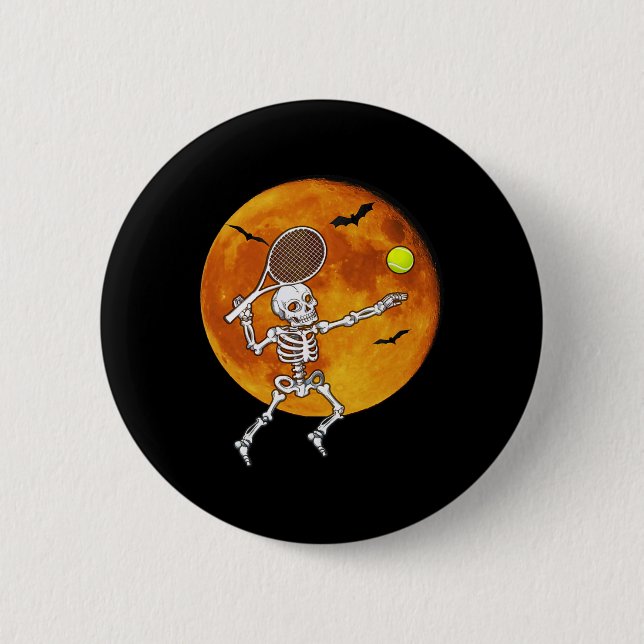 Skeleton Tennis Halloween Racket Ll Knapp (Framsida)