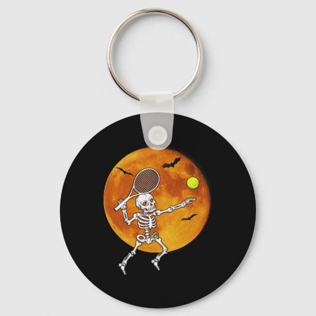 Skeleton Tennis Halloween Racket Ll Nyckelring (Framsida)